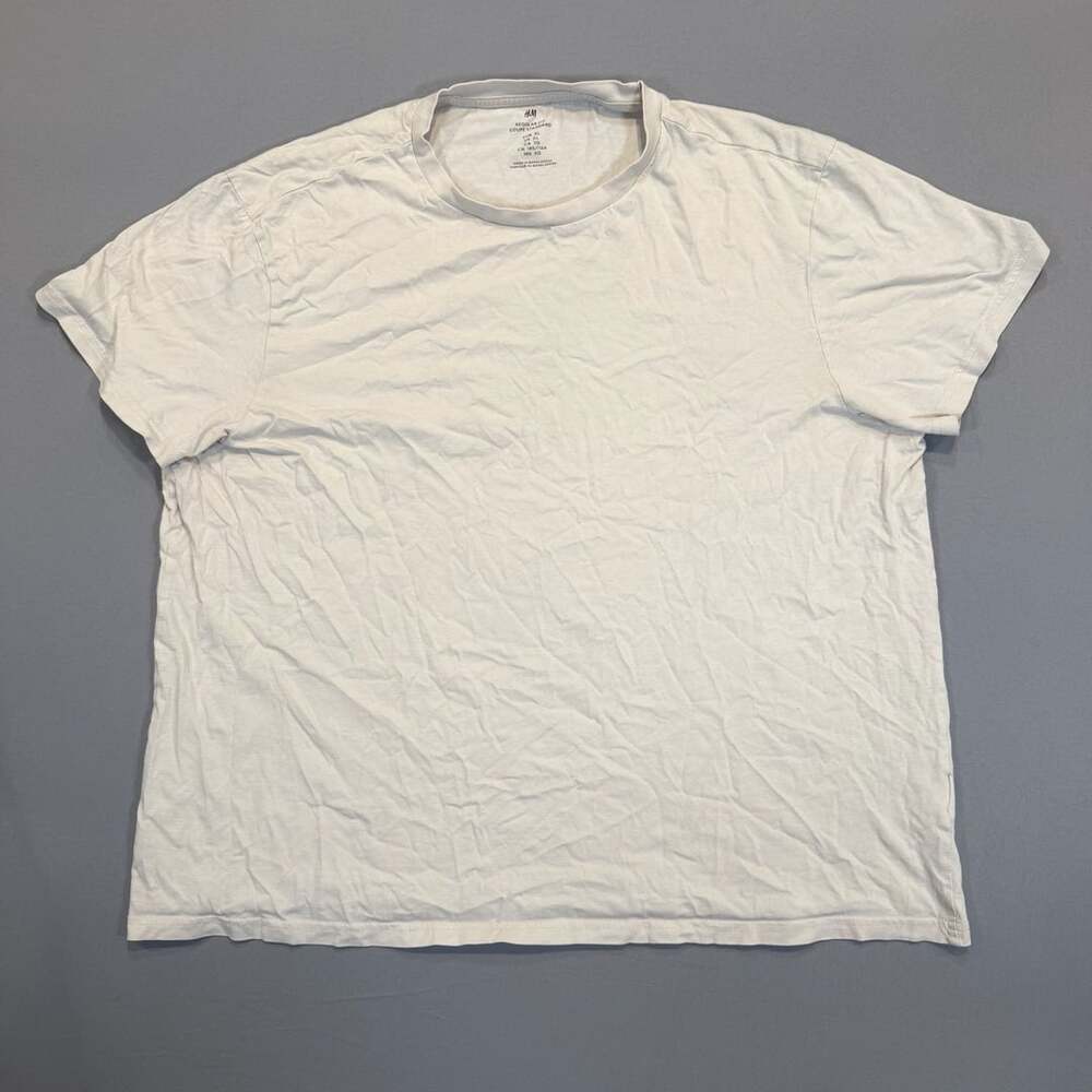 H&M Regular Fit T-Shirt Size XL Off White Crewneck Cotton Tee
